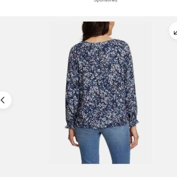 Jessica Simpson Women’s V-Neck Floral Blue Blouse - Picture 3 of 3